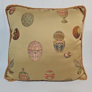 Ashford Court Imperial Jeweled Eggs Decorative Throw Pillow Gold Velvet Corded